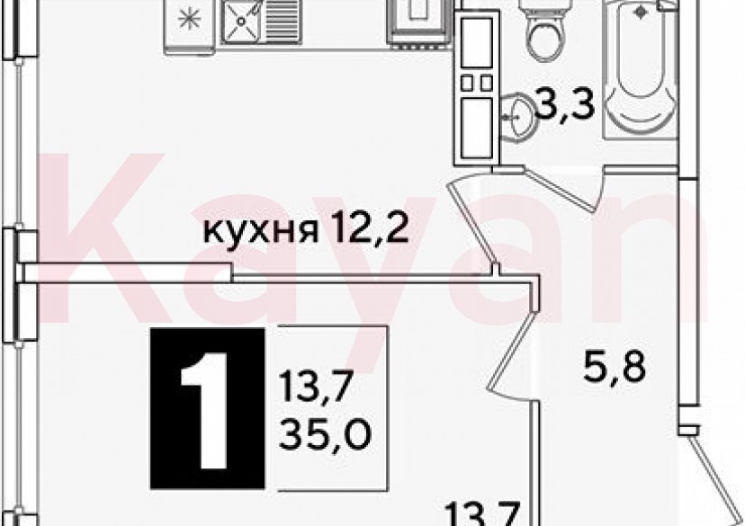 Продажа 1-комн. квартиры, 35 кв.м фото 0