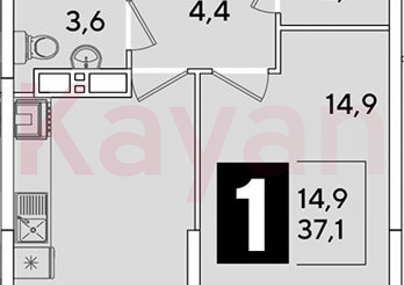 Продажа 1-комн. квартиры, 37.1 кв.м фото 0