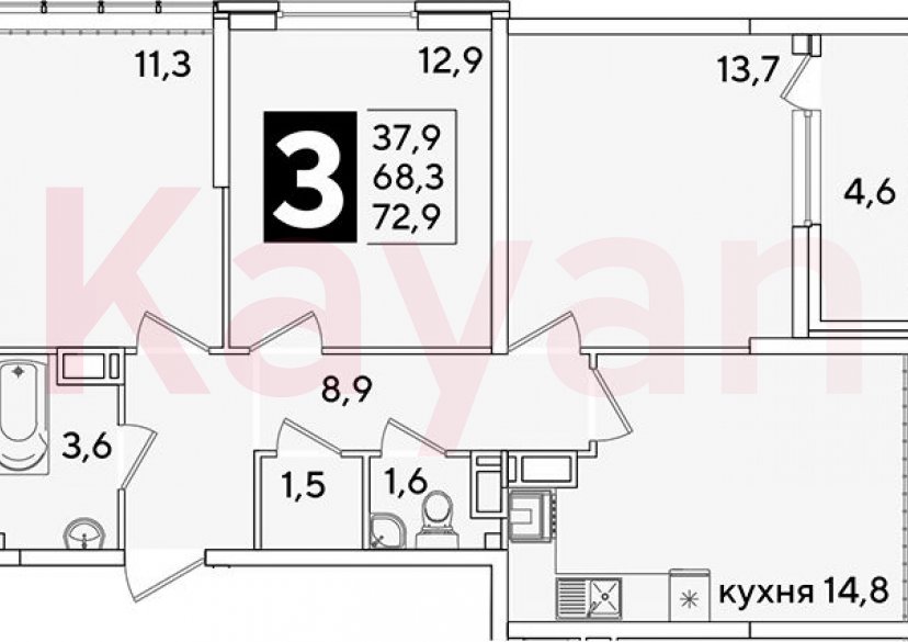 Продажа 3-комн. квартиры, 68.3 кв.м фото 0