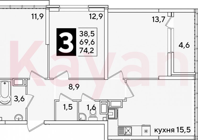 Продажа 4-комн. квартиры, 69.6 кв.м фото 0