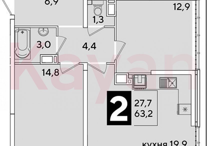 Продажа 3-комн. квартиры, 63.2 кв.м фото 0