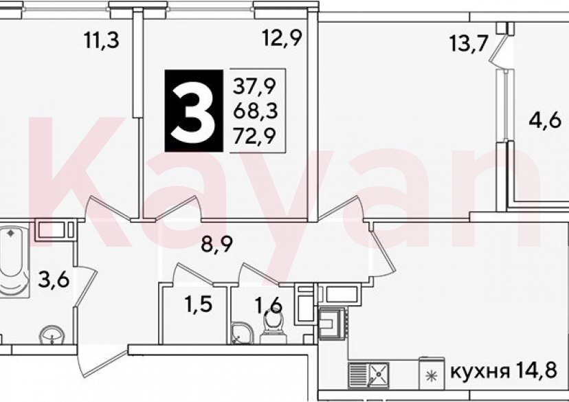 Продажа 3-комн. квартиры, 68.3 кв.м фото 0