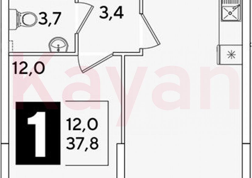 Продажа 2-комн. квартиры, 37.8 кв.м фото 0