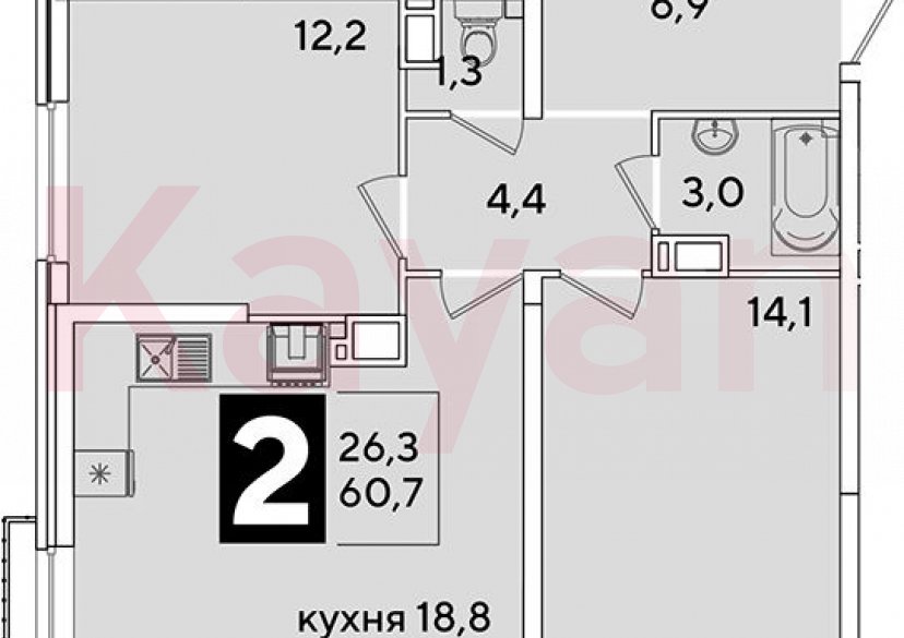 Продажа 3-комн. квартиры, 60.7 кв.м фото 0