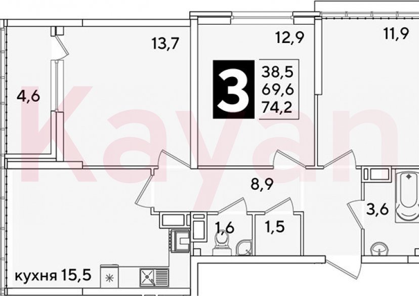 Продажа 4-комн. квартиры, 69.6 кв.м фото 0