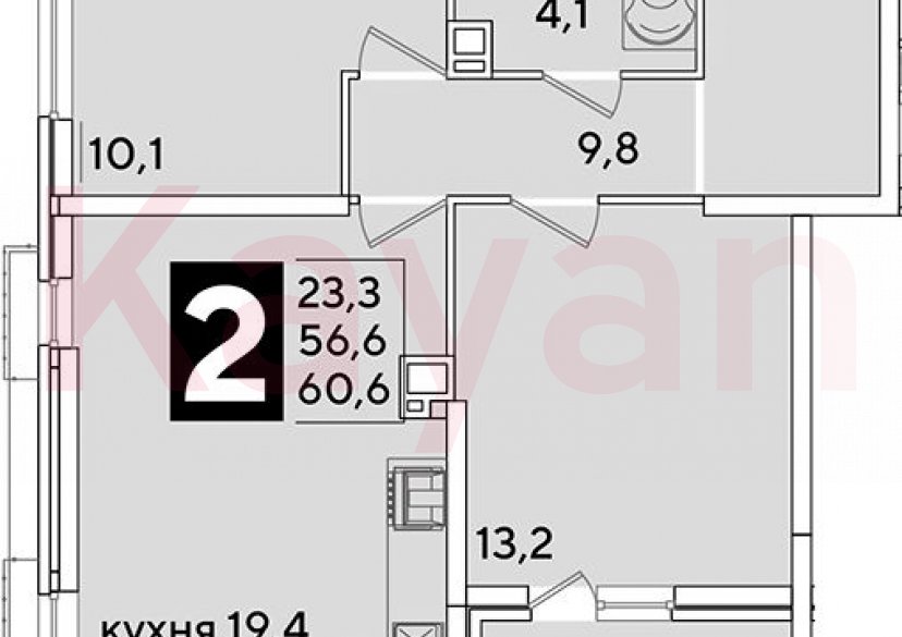 Продажа 3-комн. квартиры, 56.6 кв.м фото 0