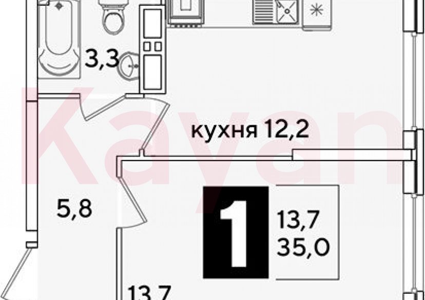 Продажа 1-комн. квартиры, 35 кв.м фото 0