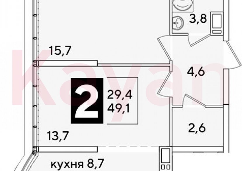 Продажа 2-комн. квартиры, 49.1 кв.м фото 0