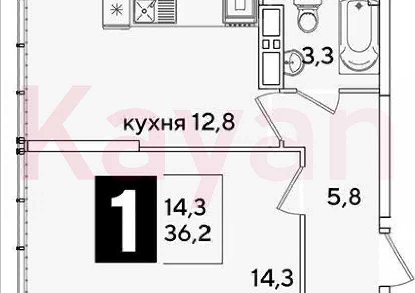 Продажа 1-комн. квартиры, 36.2 кв.м фото 0