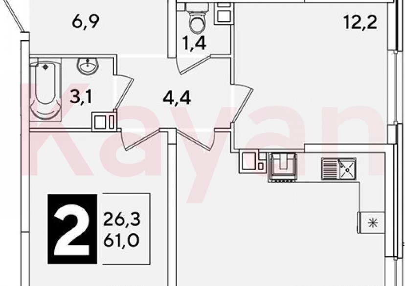 Продажа 3-комн. квартиры, 61 кв.м фото 0