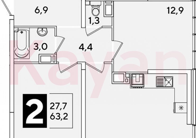 Продажа 3-комн. квартиры, 63.2 кв.м фото 0