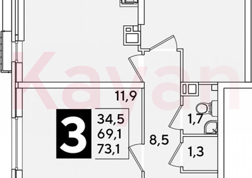 Продажа 4-комн. квартиры, 69.1 кв.м фото 0