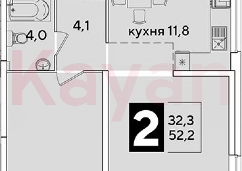 Продажа 2-комн. квартиры, 52.2 кв.м фото 0