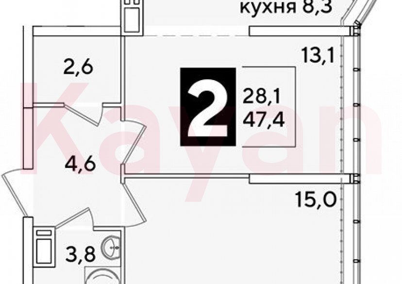 Продажа 2-комн. квартиры, 47.4 кв.м фото 0