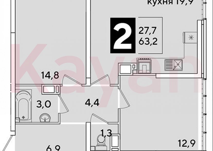 Продажа 3-комн. квартиры, 63.2 кв.м фото 0