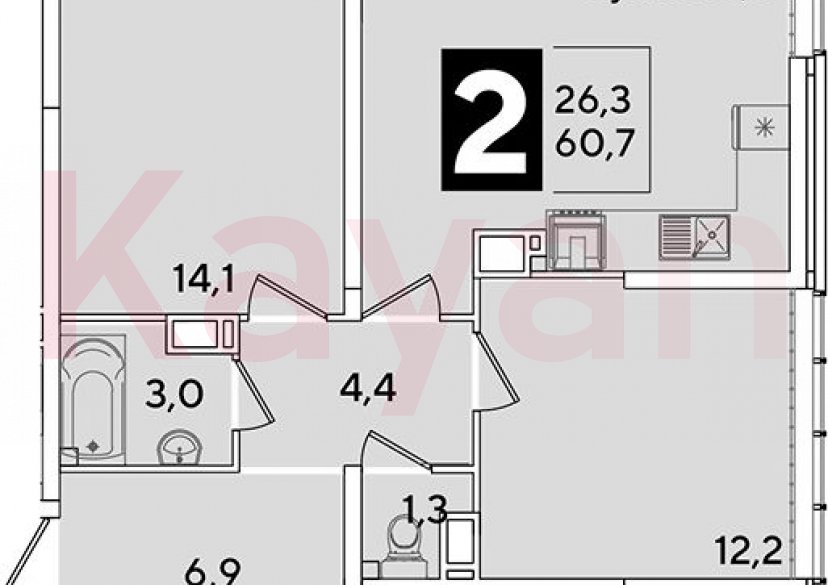 Продажа 3-комн. квартиры, 60.7 кв.м фото 0