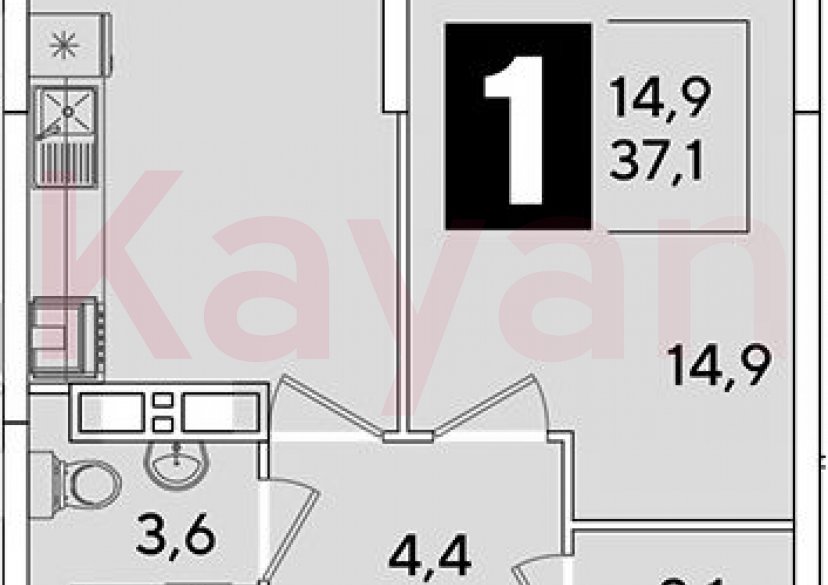 Продажа 1-комн. квартиры, 37.1 кв.м фото 0