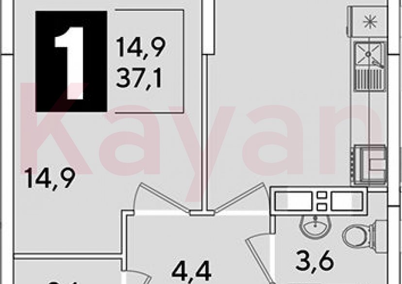 Продажа 1-комн. квартиры, 37.1 кв.м фото 0