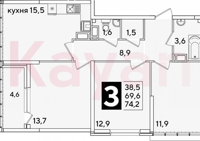 Продажа 4-комн. квартиры, 69.6 кв.м фото 0