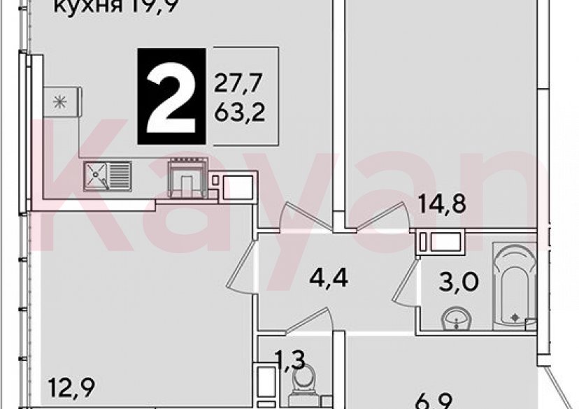 Продажа 3-комн. квартиры, 63.2 кв.м фото 0