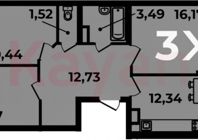 Продажа 3-комн. квартиры, 70.46 кв.м фото 0