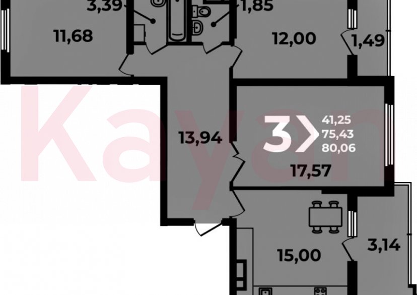 Продажа 4-комн. квартиры, 75.43 кв.м фото 0