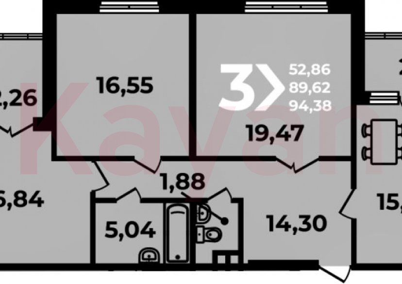 Продажа 4-комн. квартиры, 89.62 кв.м фото 0