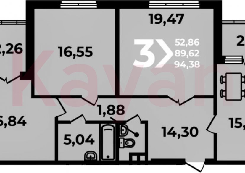 Продажа 4-комн. квартиры, 89.62 кв.м фото 0