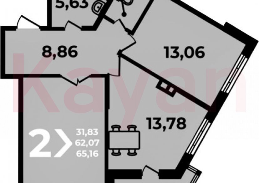 Продажа 2-комн. квартиры, 62.07 кв.м фото 0