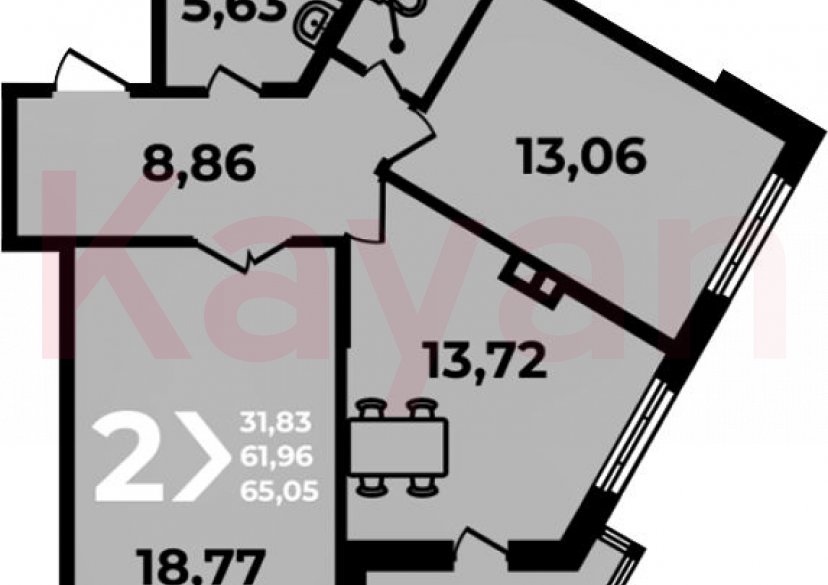 Продажа 2-комн. квартиры, 61.96 кв.м фото 0