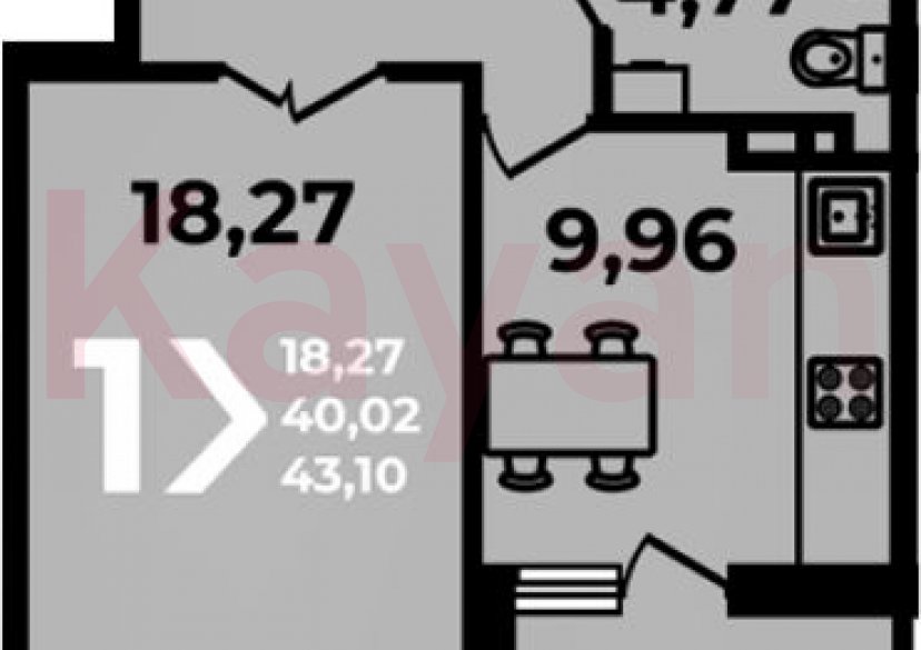 Продажа 1-комн. квартиры, 40.02 кв.м фото 0