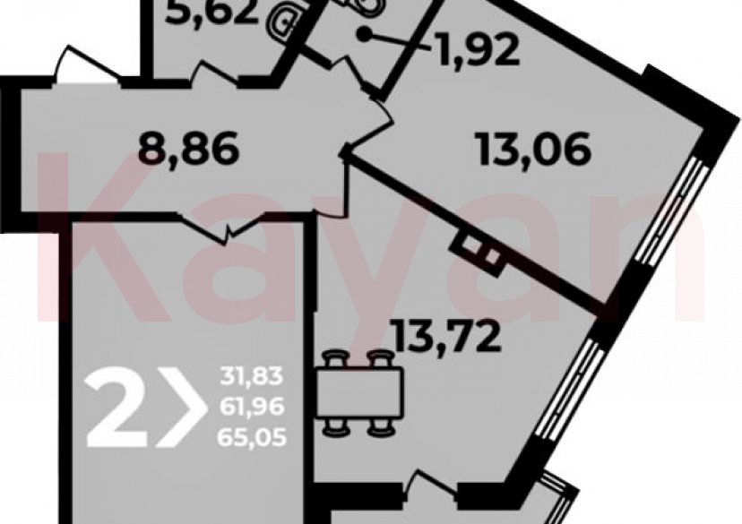 Продажа 2-комн. квартиры, 61.96 кв.м фото 0