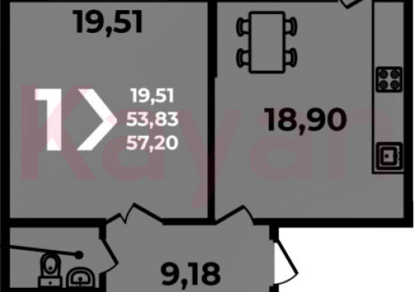 Продажа 2-комн. квартиры, 53.83 кв.м фото 0