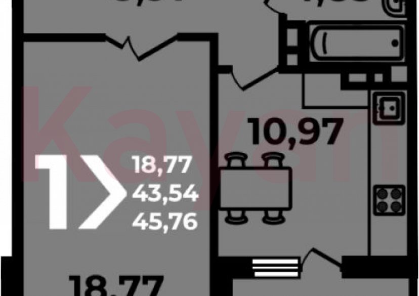 Продажа 1-комн. квартиры, 43.54 кв.м фото 0