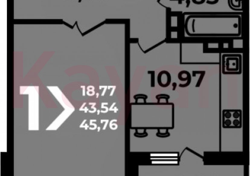 Продажа 1-комн. квартиры, 43.54 кв.м фото 0