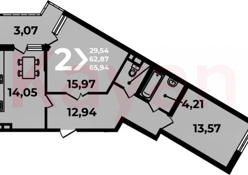 Продажа 2-комн. квартиры, 62.87 кв.м фото 0