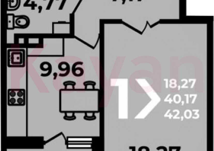 Продажа 1-комн. квартиры, 40.17 кв.м фото 0