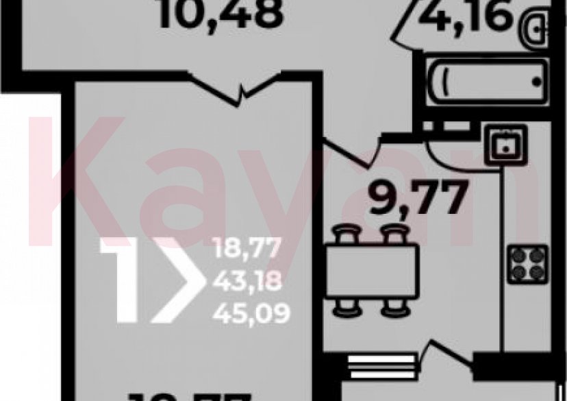 Продажа 1-комн. квартиры, 43.18 кв.м фото 0