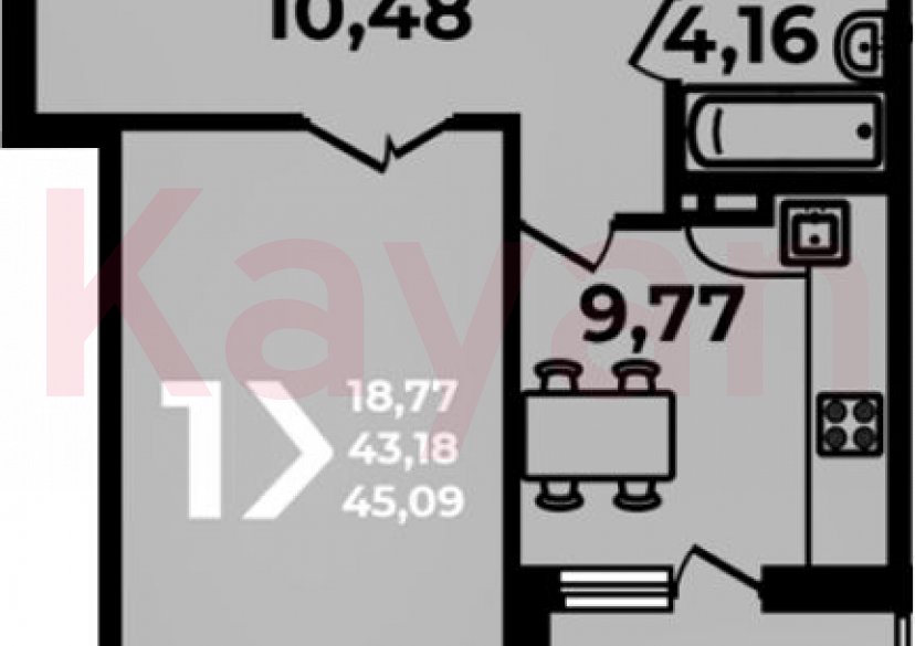 Продажа 1-комн. квартиры, 43.18 кв.м фото 0