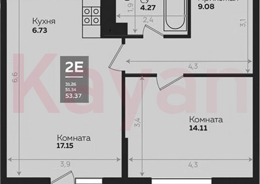 Продажа 2-комн. квартиры, 51.35 кв.м фото 0