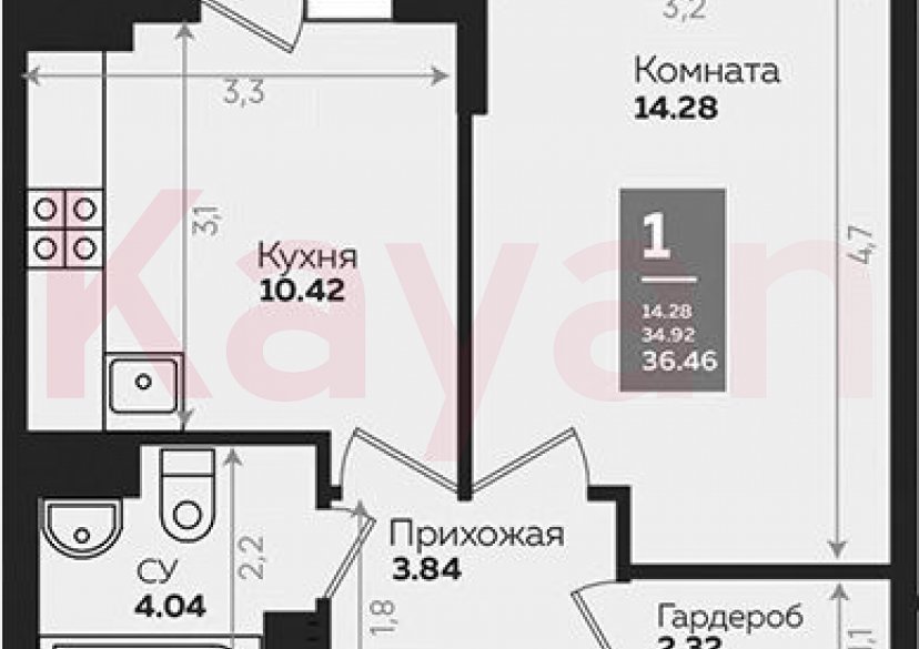 Продажа 1-комн. квартиры, 34.95 кв.м фото 0