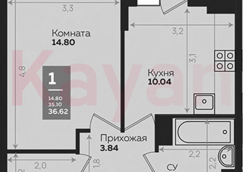 Продажа 1-комн. квартиры, 35.12 кв.м фото 0