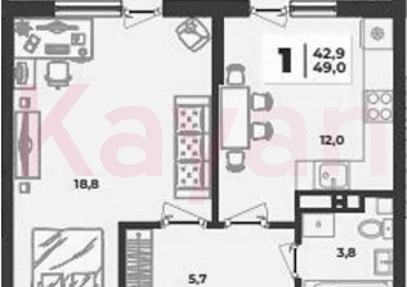 Продажа 1-комн. квартиры, 40.3 кв.м фото 0