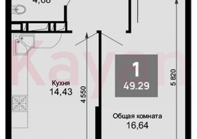 Продажа 1-комн. квартиры, 45.61 кв.м фото 0