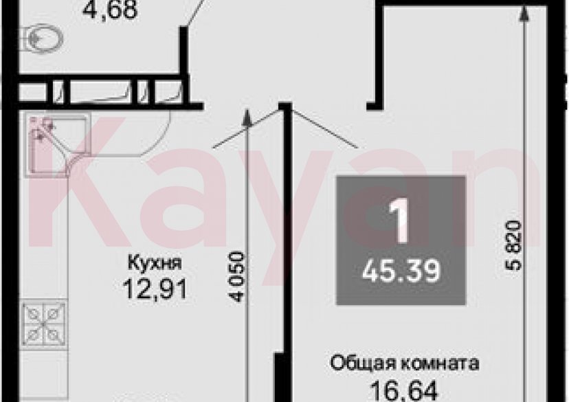 Продажа 1-комн. квартиры, 44.09 кв.м фото 0