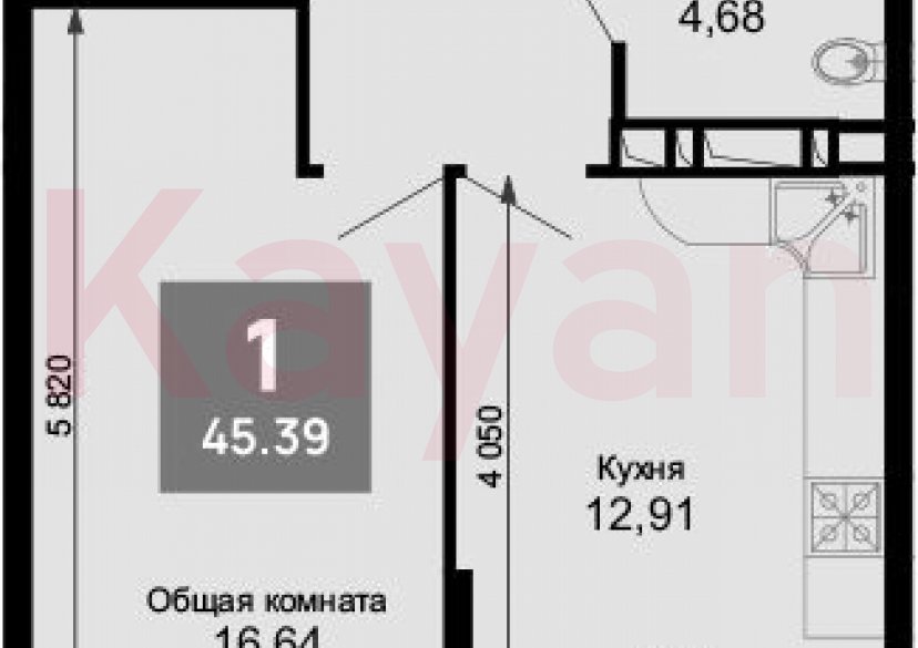 Продажа 1-комн. квартиры, 43.62 кв.м фото 0