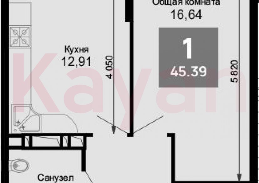 Продажа 1-комн. квартиры, 43.62 кв.м фото 0