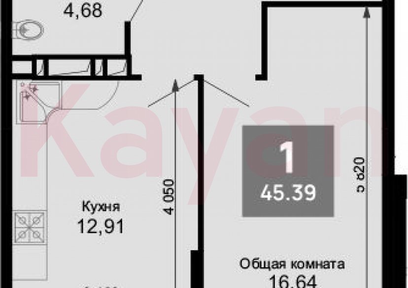 Продажа 1-комн. квартиры, 44.09 кв.м фото 0