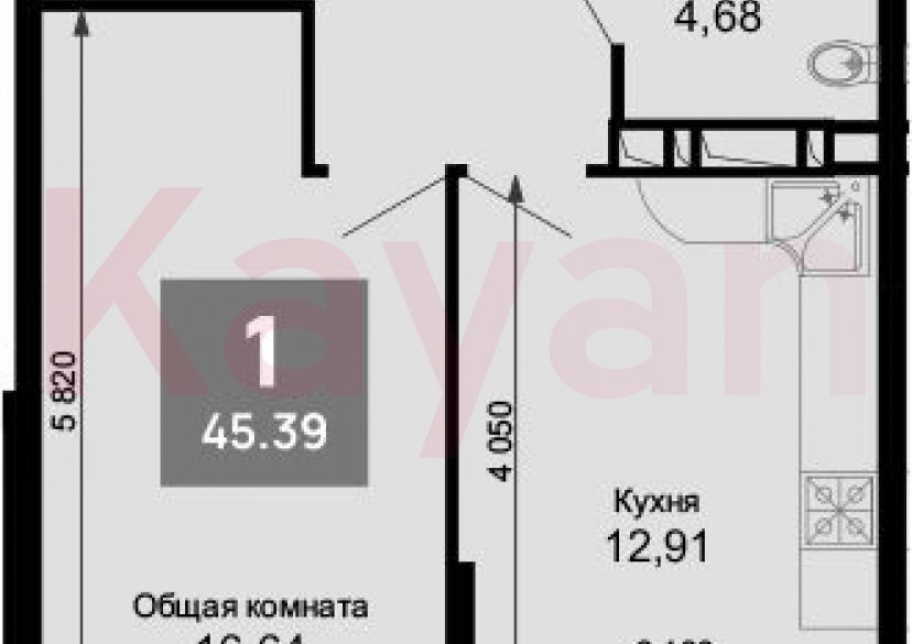 Продажа 1-комн. квартиры, 44.09 кв.м фото 0