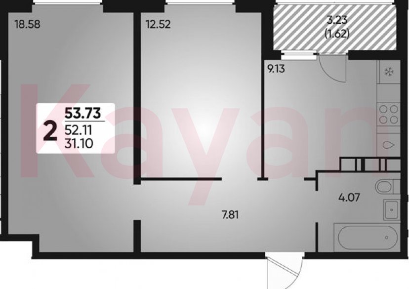 Продажа 2-комн. квартиры, 52.11 кв.м фото 0